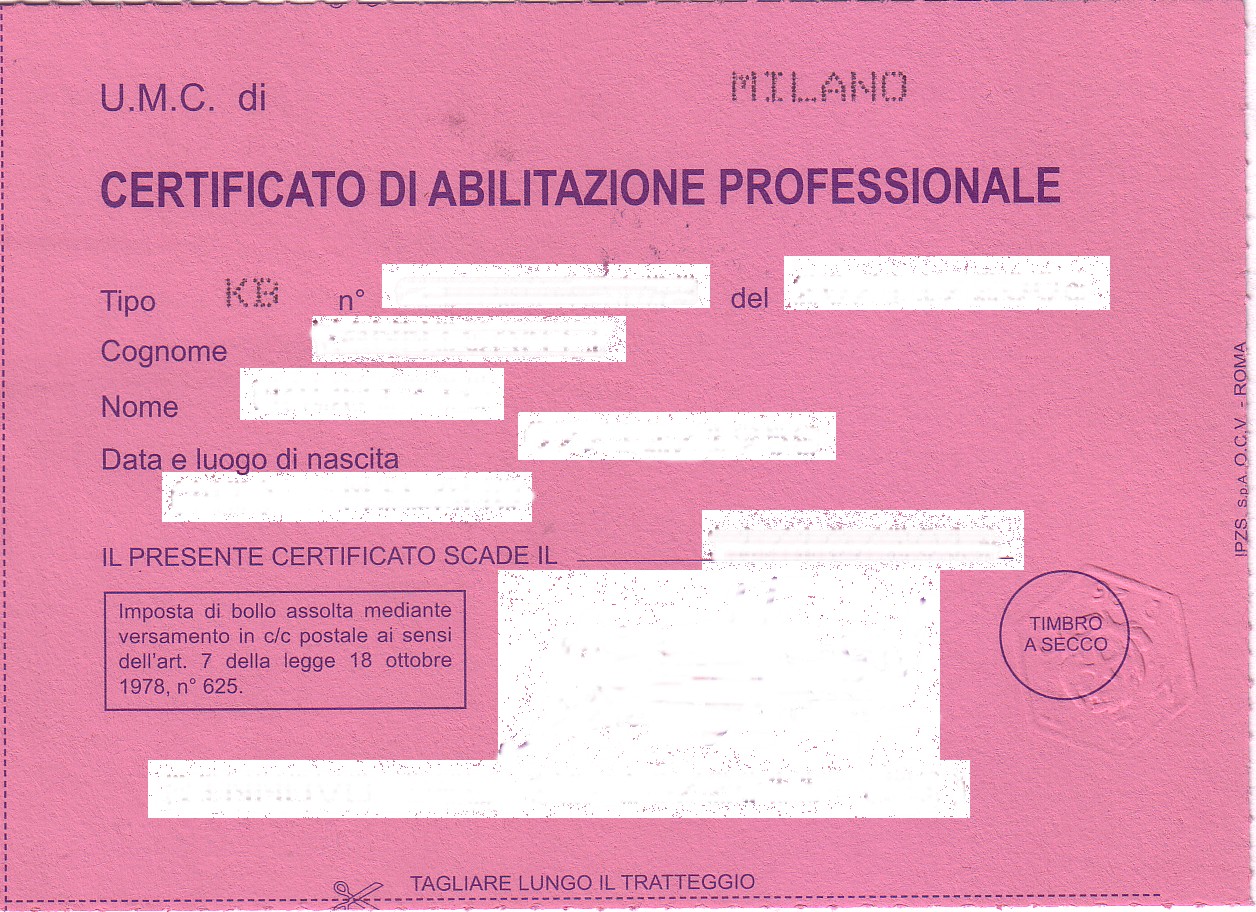 Certificato di Abilitazione Professionale